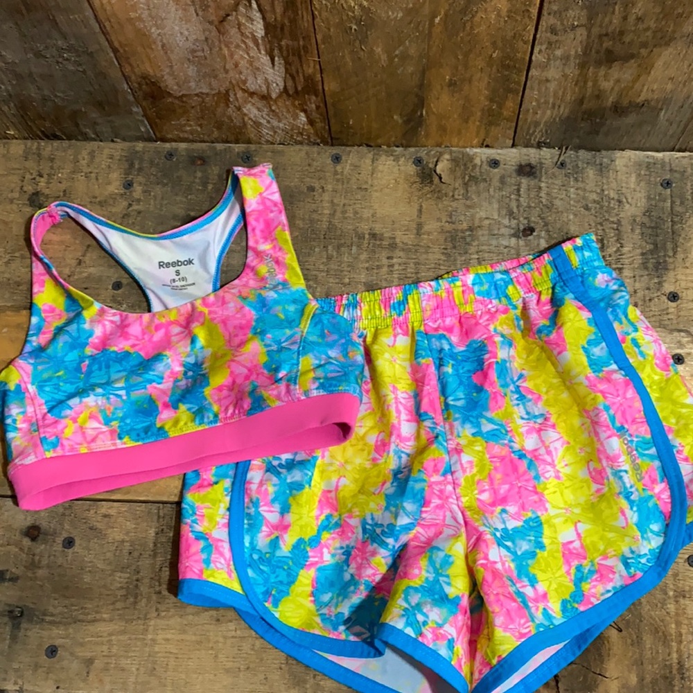Reebok sports bra and shorts set